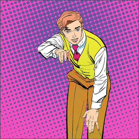 Man with the finger pointing or gesturing. Man trying to explain something. Man proving facts. Man explaining something.のイラスト素材