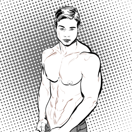 Bodybuilder Fitness Model Illustrationのイラスト素材