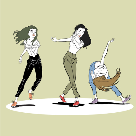 Beautiful women dancing Charlestonのイラスト素材