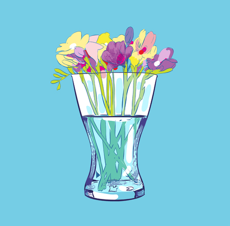 Flower vase. Vase of flowers. Flat style vector illustration.の写真素材