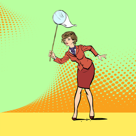 Woman with hoop-net.のイラスト素材