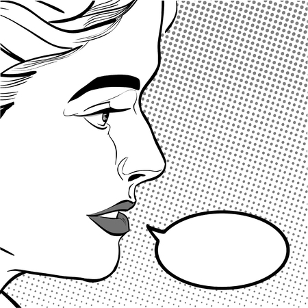 A young woman looking questioningly. Elegant lady.のイラスト素材