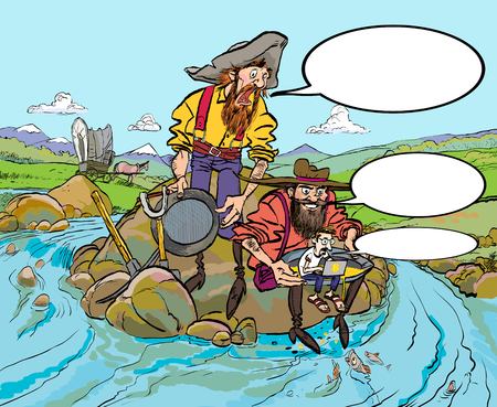 Pirates and treasure. Treasure island. Pirates and miner. Man with shovel and pickaxe working in bitcoin mine.のイラスト素材