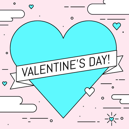 Valentines Day greeting card. Line art designのイラスト素材