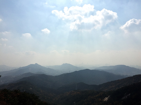 power line passes in the mountainsの写真素材