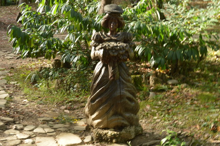 Installation girl with basketの写真素材