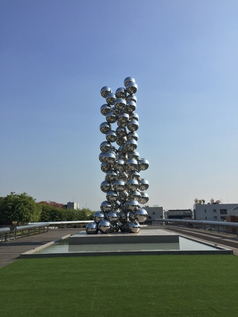 Installation of the metal ballsの写真素材