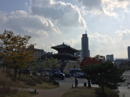 In among the modern buildings is Korea houseのeditorial素材