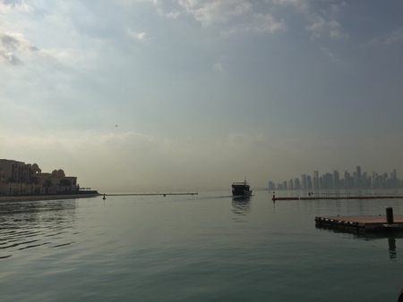 view of the modern city from the seaの写真素材