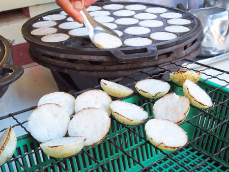 bake for kind of Thai sweetmeat is  Ka Nom Krok                                      の写真素材
