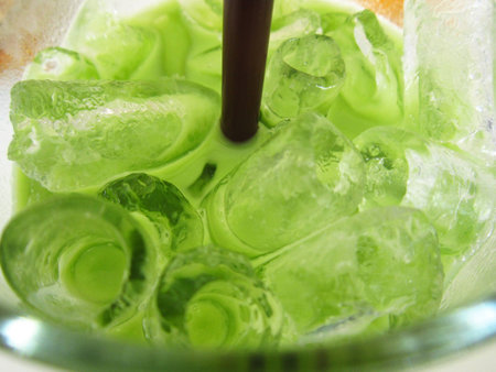 Green cold drink in glassの写真素材