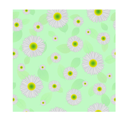 Seamless pattern. Daisies on a green background.のイラスト素材
