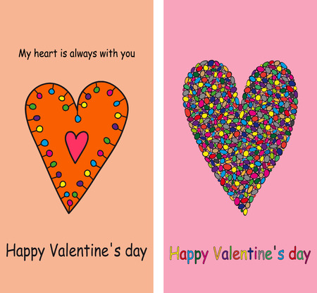 Set of postcards with the heart. Valentine's day.のイラスト素材