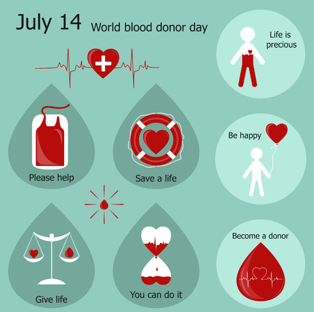 World day of blood donation. Icons. The salvation of life.のイラスト素材