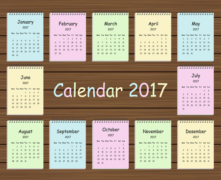 Beautiful colored calendar for each month. Two thousand seventeenth year.のイラスト素材