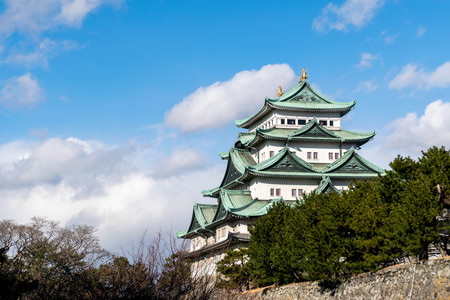 Nagano Castle in bright skyのeditorial素材