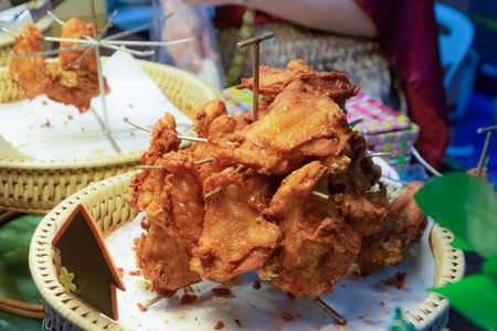 Stack of fried chicken.の写真素材