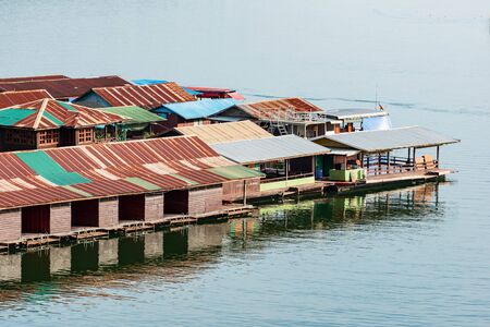 The floating house village in the lake of Thailand.の写真素材