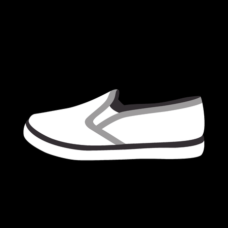 Monochrome sport slip-on on black background. Vector illustrationのイラスト素材