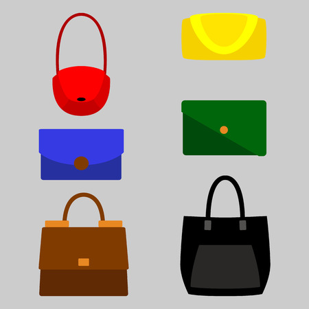 Set of trendy women bags. Vector illustrationのイラスト素材