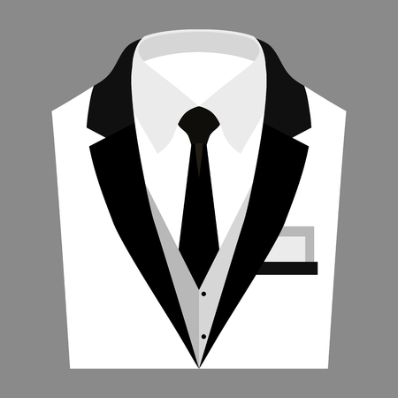 Trendy men's clothes with jacket, vest, shirt, tie and handkerchief. Men's wardrobe. Vector illustrationのイラスト素材
