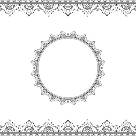 Ethnic ornament for greeting card, Henna drawing and tattoo template. Vector illustrationのイラスト素材