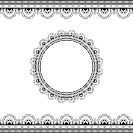 Ethnic ornament for greeting card, Henna drawing and tattoo template. Vector illustrationのイラスト素材
