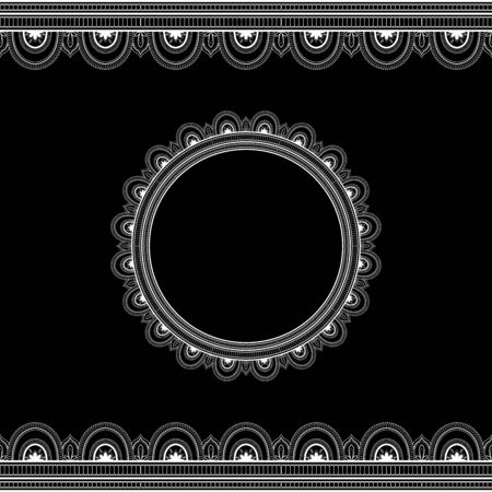 Ethnic ornament for greeting card, Henna drawing and tattoo template. Vector illustrationのイラスト素材