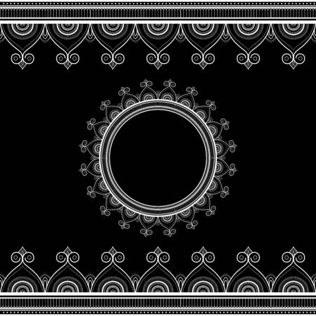 Ethnic ornament for greeting card, Henna drawing and tattoo template. Vector illustrationのイラスト素材