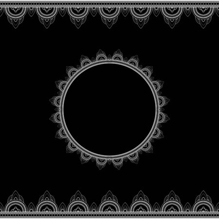 Ethnic ornament for greeting card, Henna drawing and tattoo template. Vector illustrationのイラスト素材