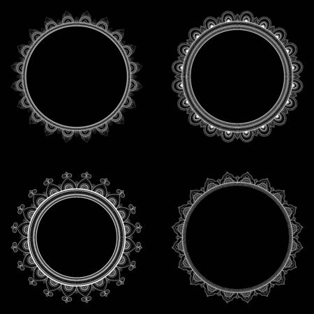 Ethnic ornament for greeting card, Henna drawing and tattoo template. Vector illustrationのイラスト素材