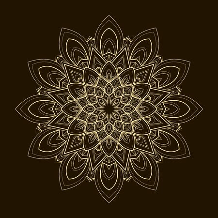 Beige and brown round mandala isolated on white background. Vector illustrationのイラスト素材
