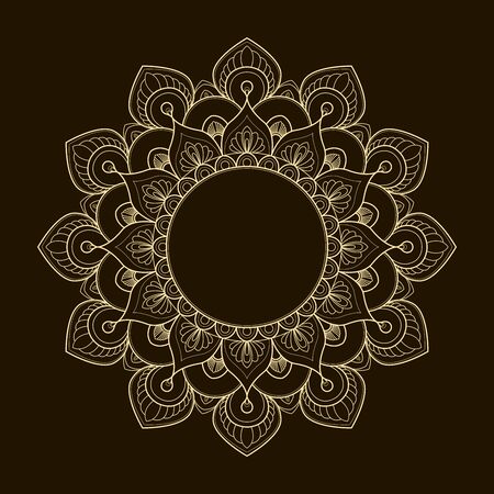Beige and brown round mandala isolated on white background. Vector illustrationのイラスト素材