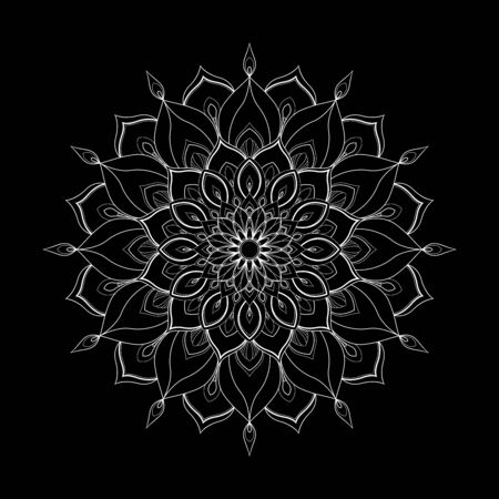 Black and white round mandala. Vector illustrationのイラスト素材
