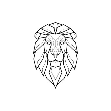 Polygonal abstract heads of a lion.のイラスト素材
