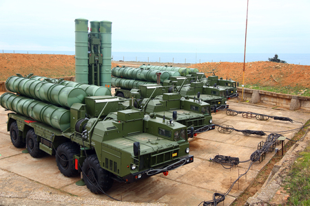 deployment of the Russian anti-aircraft missile system of large and medium range C-400 Triumf in the Sevastopol. January 13, 2018. Sevastopol, Crimeaのeditorial素材