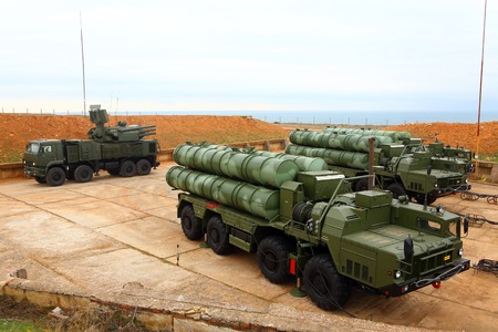 deployment of the Russian anti-aircraft missile system of large and medium range C-400 Triumf in the Sevastopol. January 13, 2018. Sevastopol, Crimeaのeditorial素材