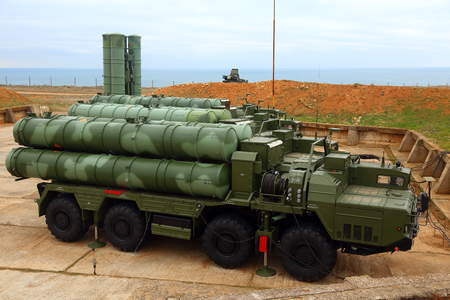 deployment of the Russian anti-aircraft missile system of large and medium range C-400 Triumf in the Sevastopol. January 13, 2018. Sevastopol, Crimeaのeditorial素材