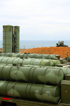 deployment of the Russian anti-aircraft missile system of large and medium range C-400 Triumf in the Sevastopol. January 13, 2018. Sevastopol, Crimeaのeditorial素材