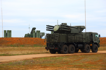 deployment of the Russian anti-aircraft missile system of large and medium range C-400 Triumf in the Sevastopol. January 13, 2018. Sevastopol, Crimeaのeditorial素材