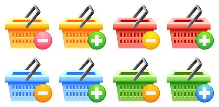 shopping basket set; multicolor; sale; vector illustration; isolatedのイラスト素材