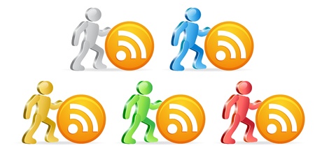 People and RSS icon. Group of people in different colors. のイラスト素材