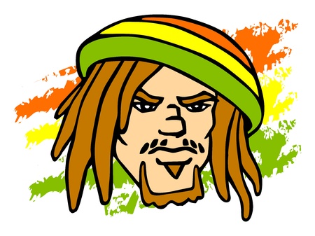 Reggae character. Portrait of Rastafarian.のイラスト素材