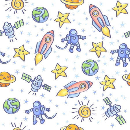 Space theme  Vector seamless pattern  のイラスト素材