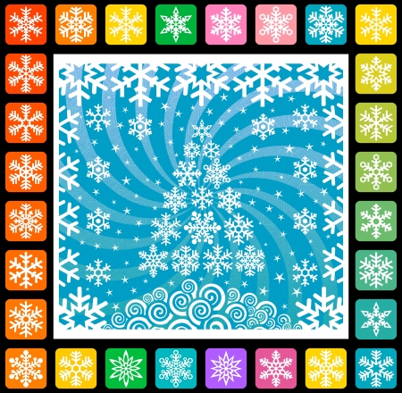 Christmas theme. Abstract snowflakes and christmas tree. Winter background. Vector illustration.のイラスト素材