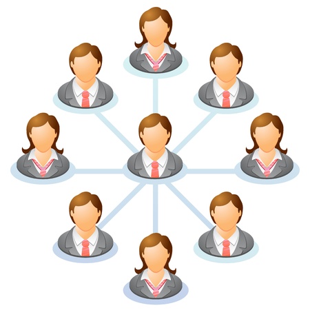 Teamwork flow chart. Network of people. Spider Diagram. Vector illustration.のイラスト素材