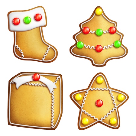 Assorted Illustrated Gingerbread Cookiesの写真素材