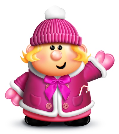 Whimsical cartoon Girl in Winter Clothesの写真素材