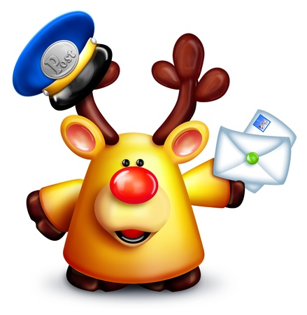 Cartoon Reindeer Mailman with Lettersの写真素材