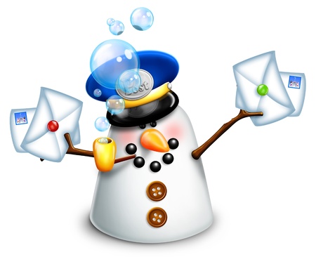 Christmas Snowman Mailman with Lettersの写真素材